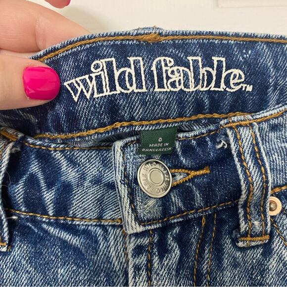 WILD FABLE • High Rise Distressed Denim Cut Off Blue Jean Shorts - Picture 3 of 4